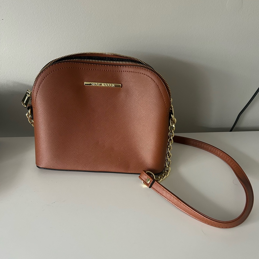 Steve Madden Brown Crossbody Bag with Gold Accents